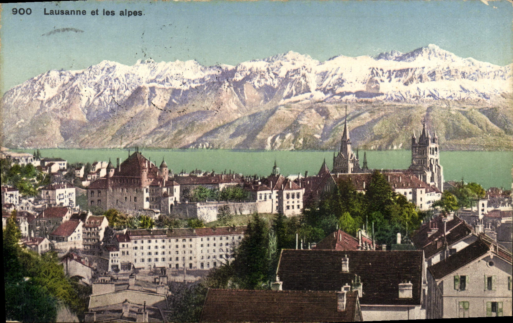 VINTAGE POSTCARD Lausanne And the Alps