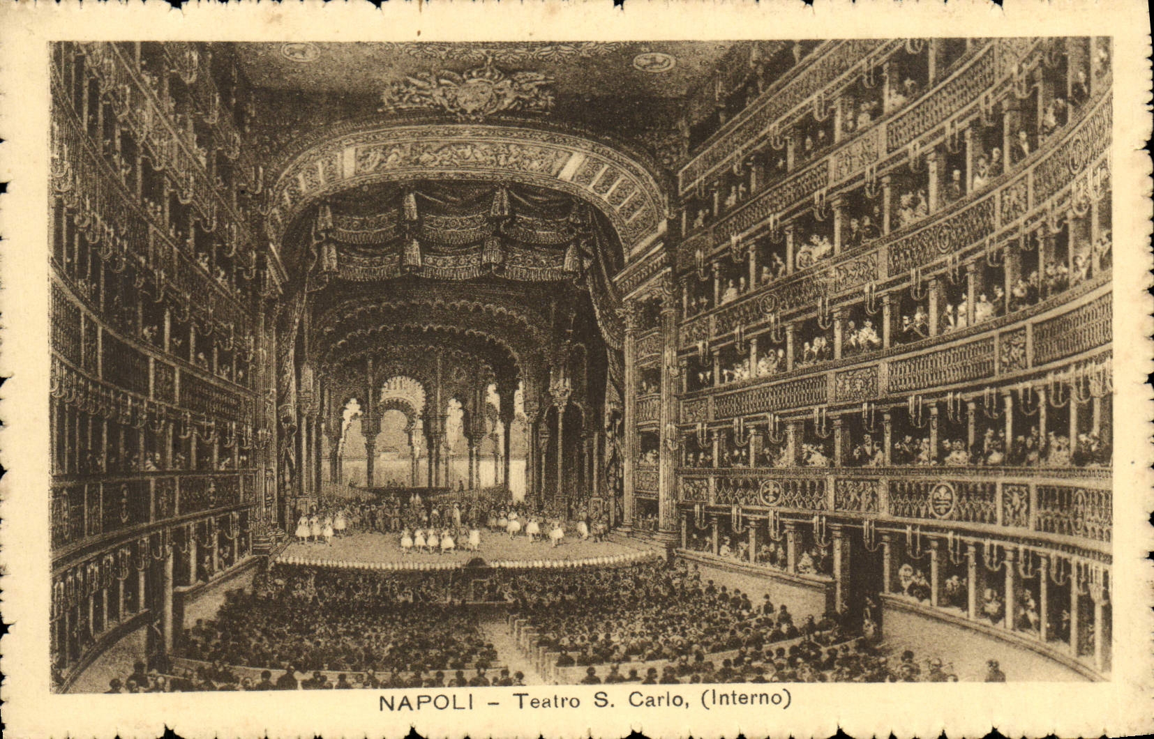 POSTAL Napoli Teatro S Carlos Interno de la VENDIMIA