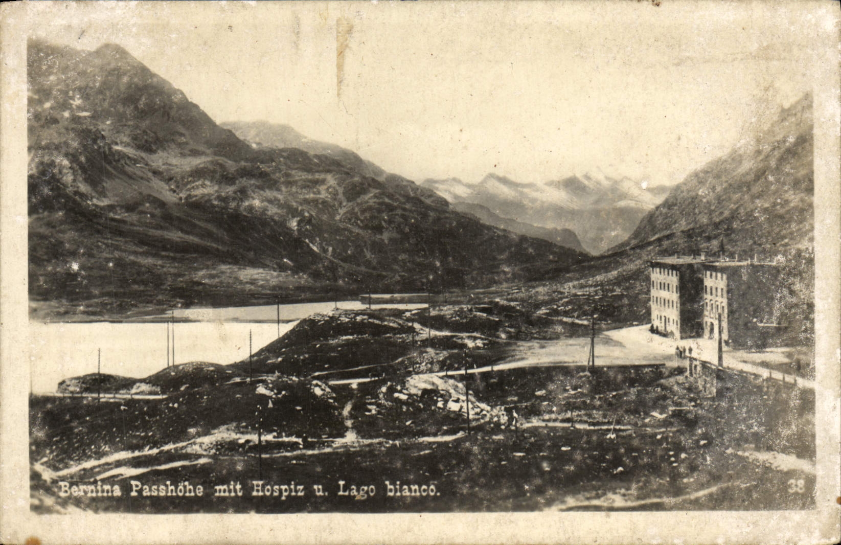 VINTAGE POSTCARD Bernina Passhohe MIT Hospiz U Lago Bianco