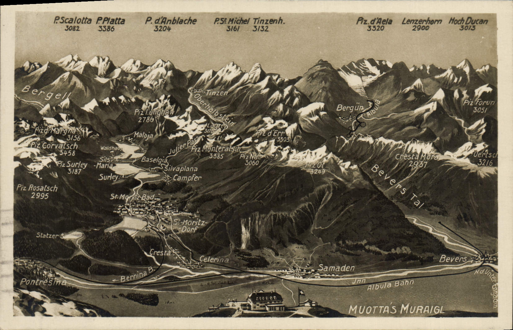 VINTAGE POSTCARD Muotta' S Muraigl