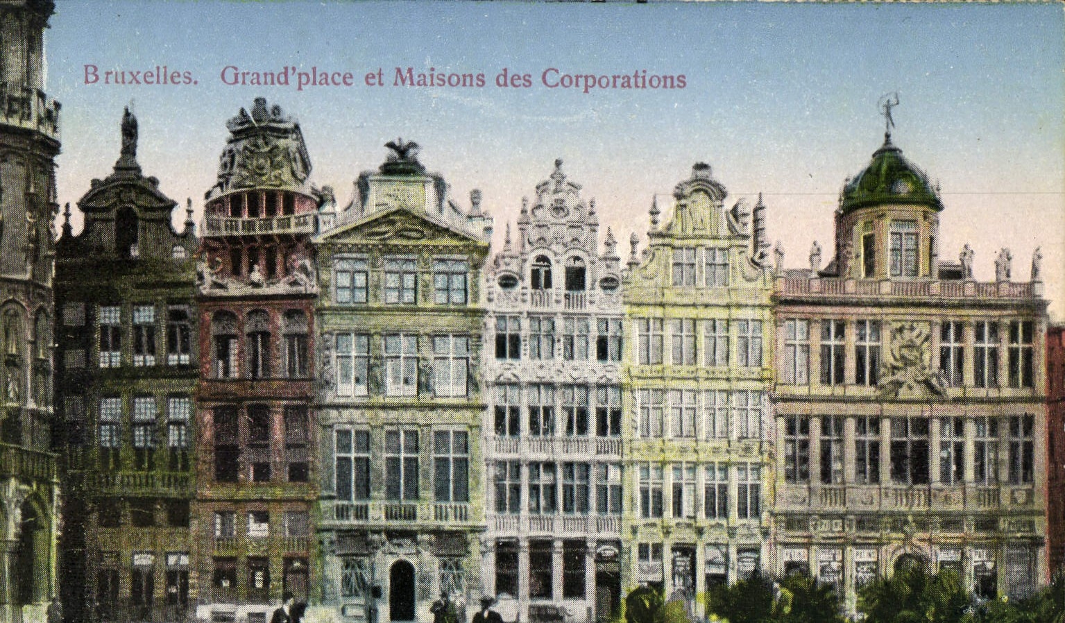 Lugares de Bruselas de la POSTAL de la VENDIMIA y casas magníficos de las corporaciones