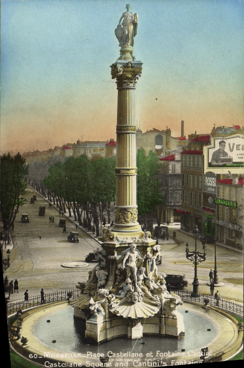 CPA Marseille Place Castellane Et Fontaine Cantin