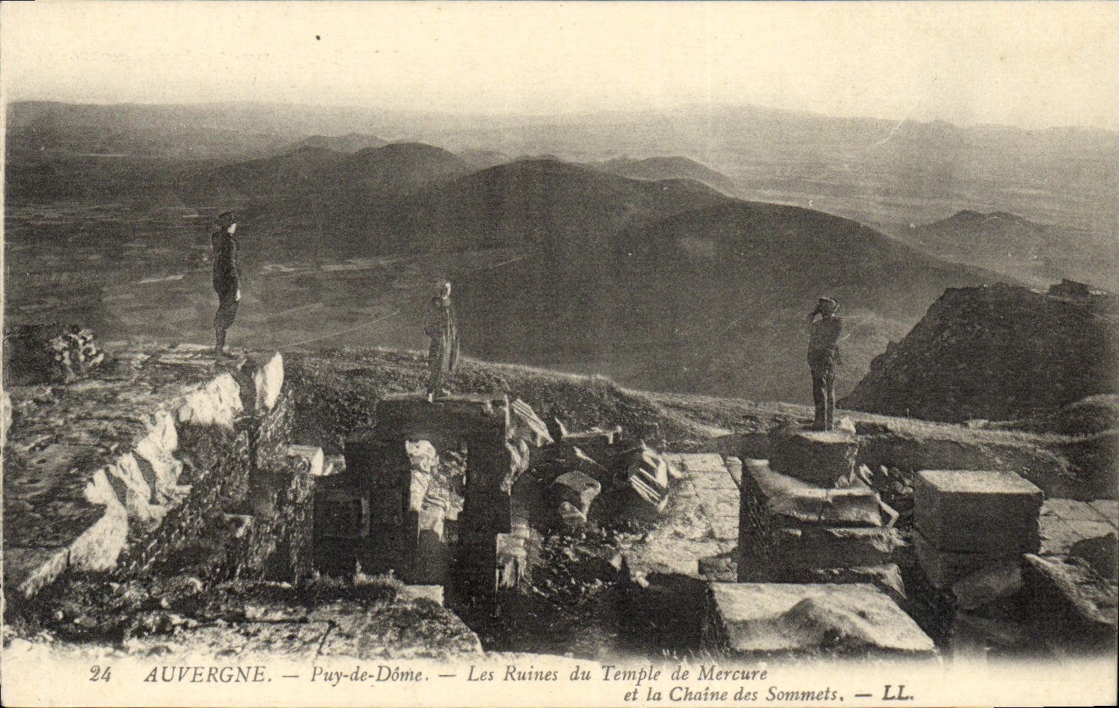 VINTAGE POSTCARD Auvergne Puy De Dome Ruins Of the Mercury Temple and the chain of the tops
