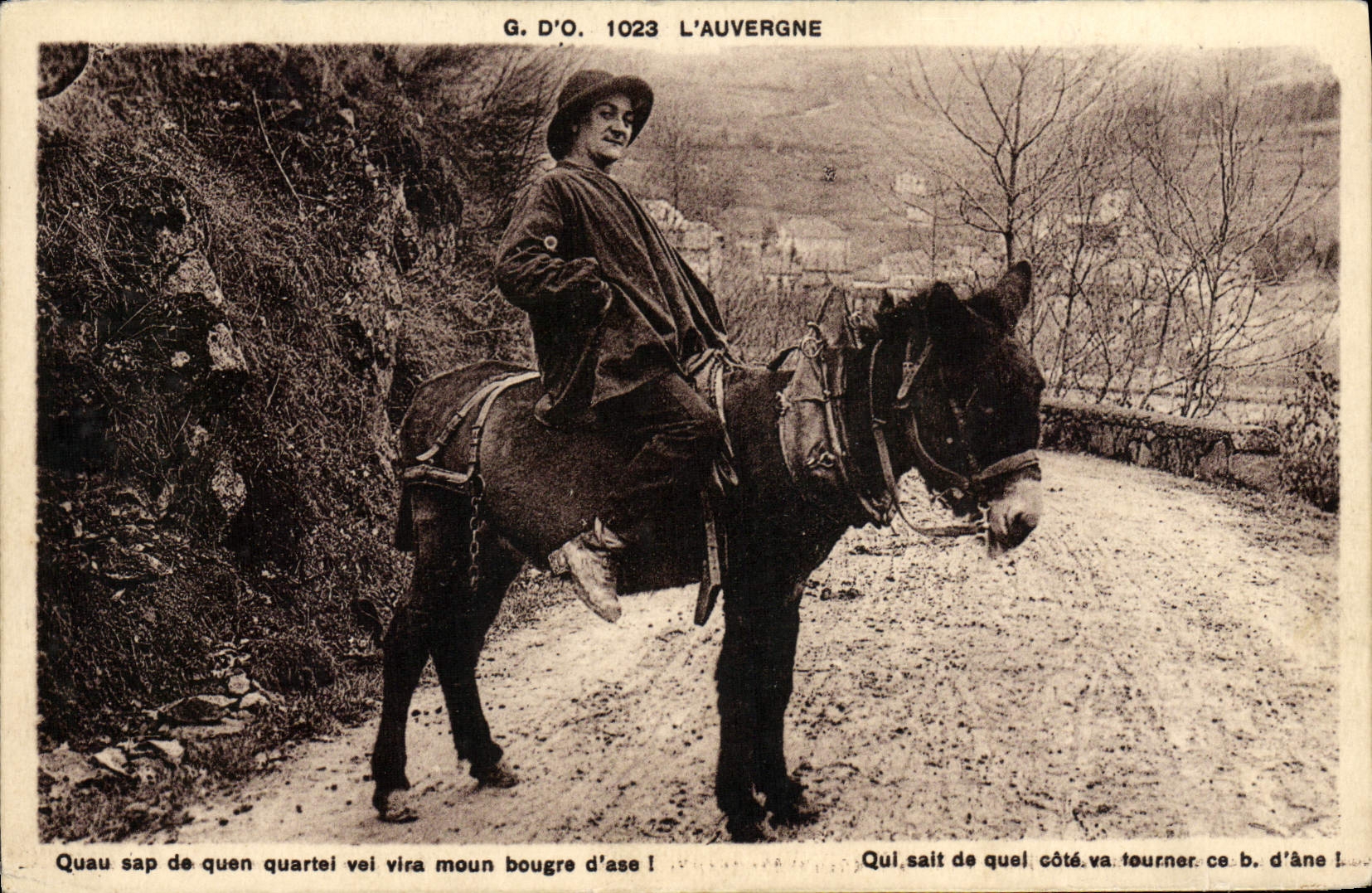 CPA L'Auvergne Quau Sap De Quen Quartel Vel Vira Moun Bougre d'Ase Ane