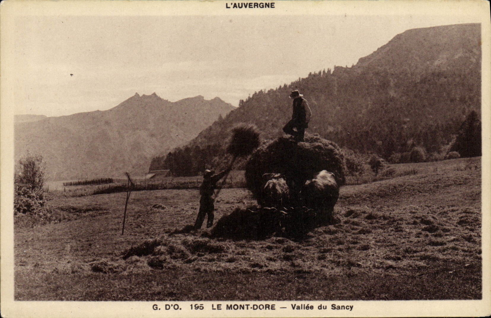VINTAGE POSTCARD Auvergne the Mount Gilds Valley Of Sancy Charrette Peasant Hays