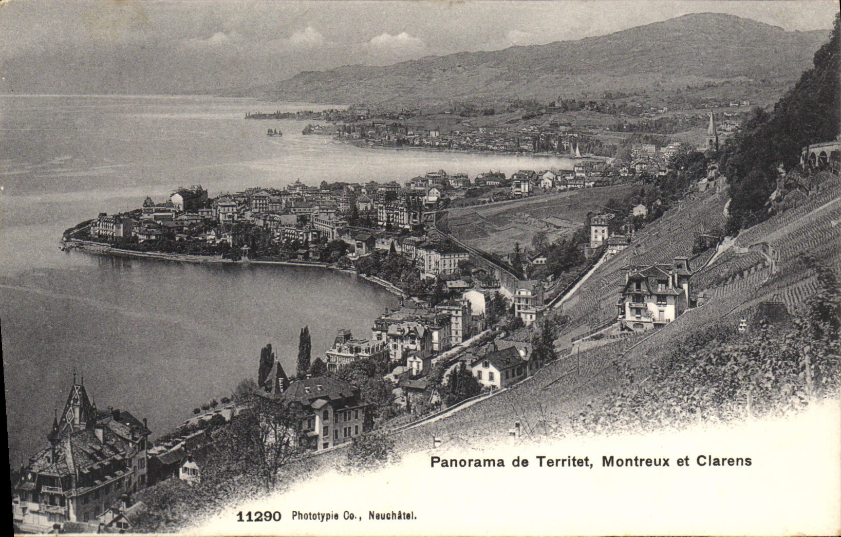 VINTAGE POSTCARD Panorama of Territet Montreux and Clarens