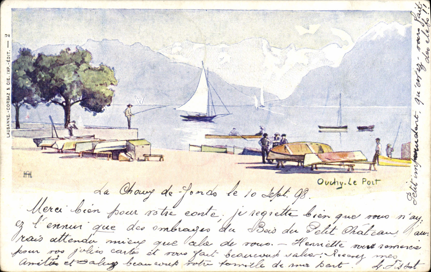 CPA Ouche le port Illustrateur Carte 1898 Peche Pecheur