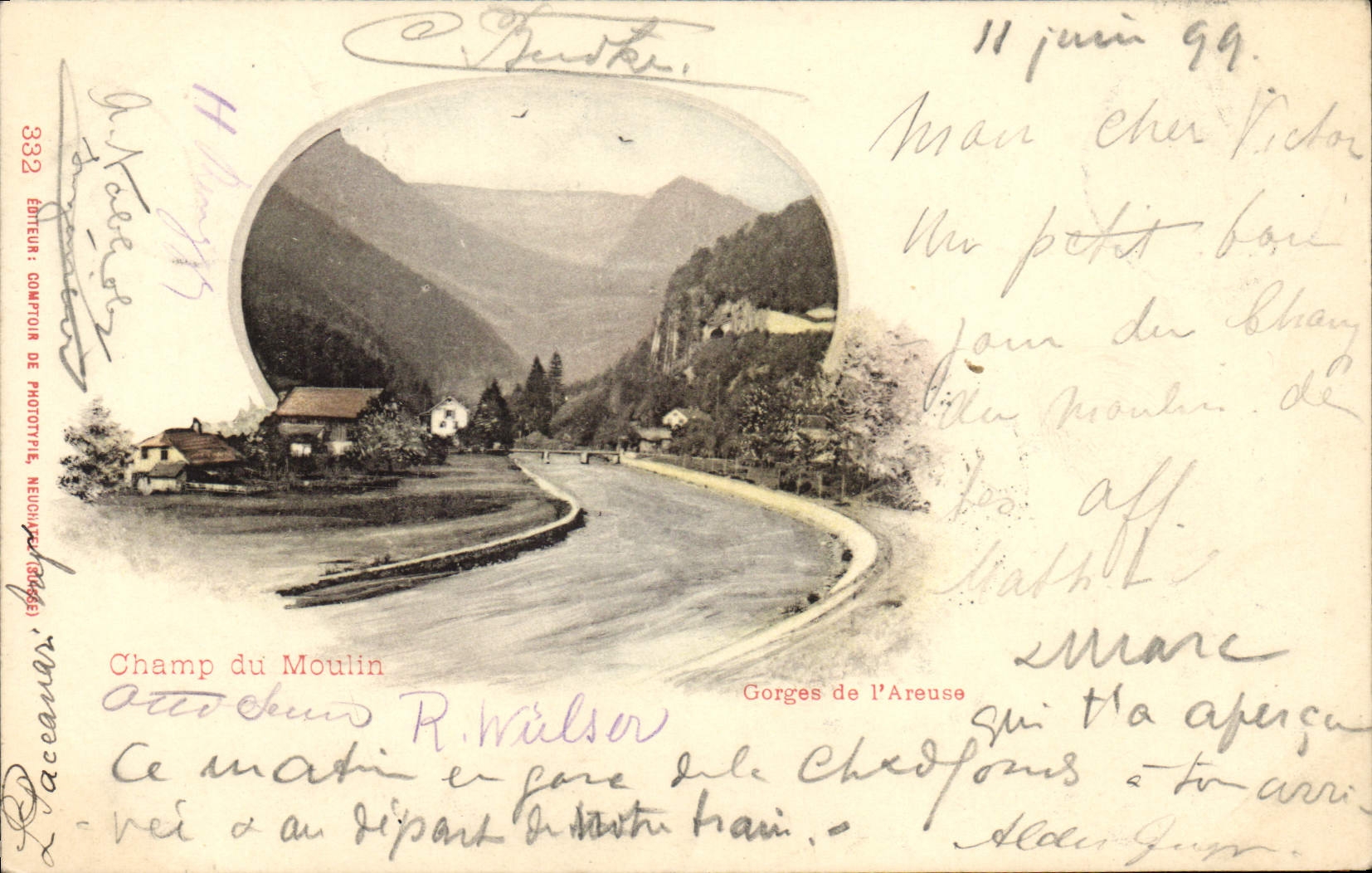 CPA Champ du Moulin Gorges de l'Areuse Carte 1899