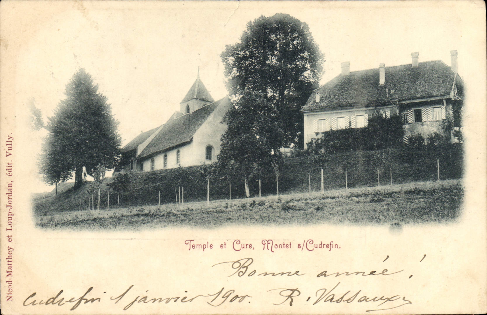 CPA Temple et Cure Montet s Cudrefin