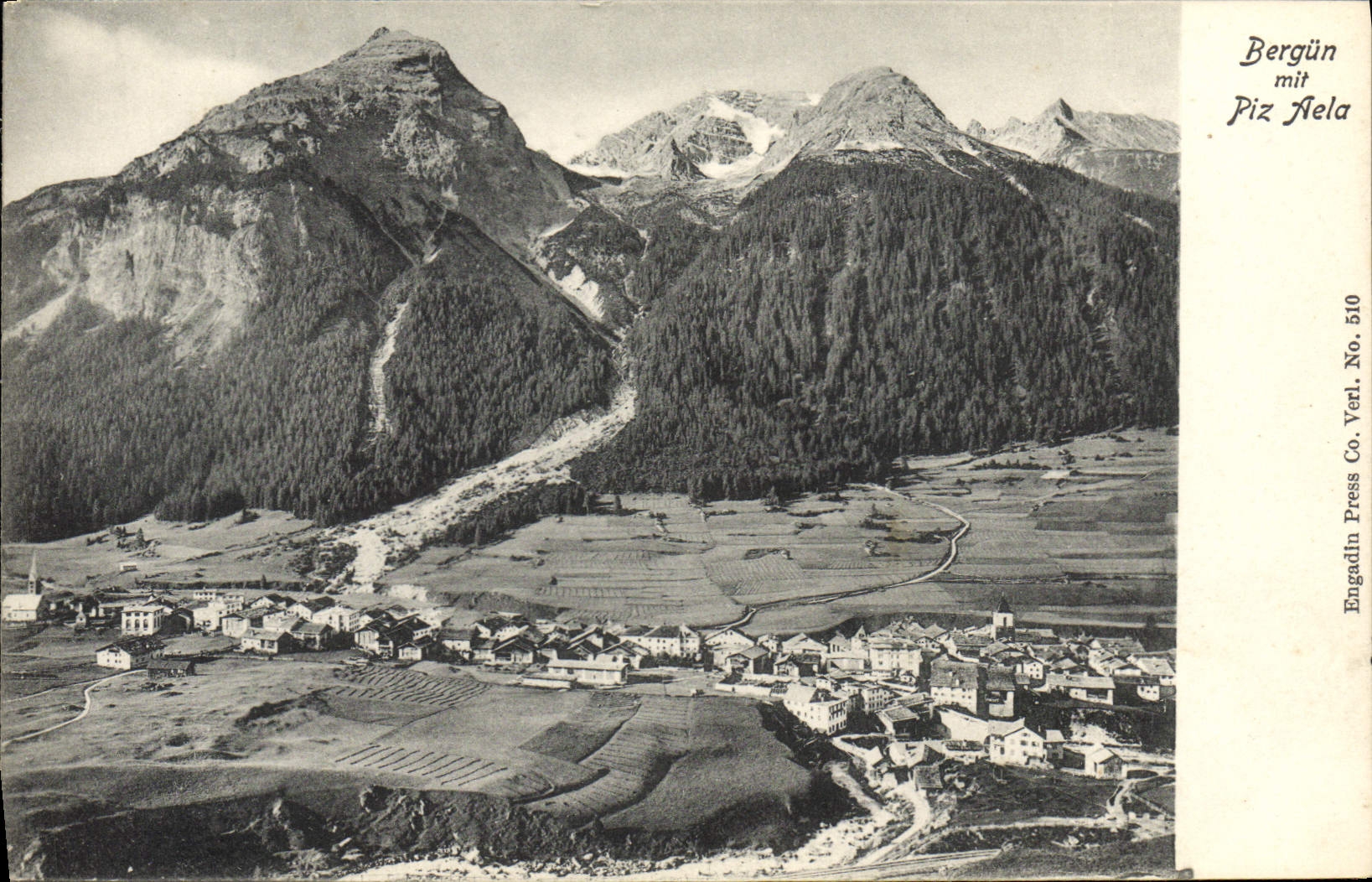 VINTAGE POSTCARD Bergun put Piz Aela