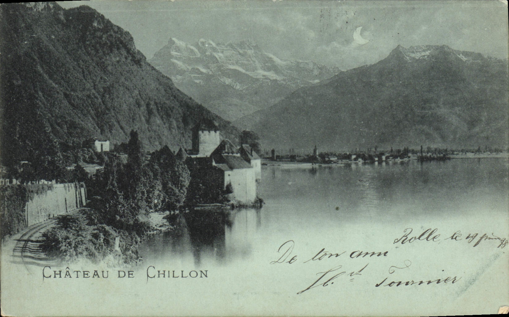 VINTAGE POSTCARD Castle of Chillon Chart 1898