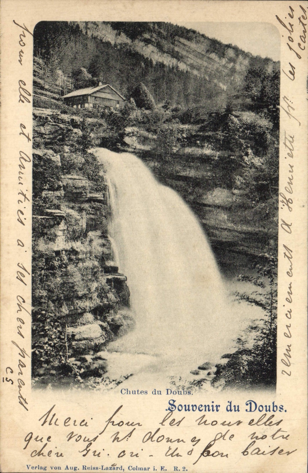 CPA Souvenir du Doubs Chutes du Doubs Carte 1898