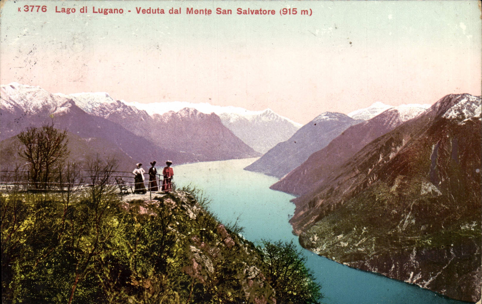 VINTAGE POSTCARD Lago di Lugano Veduta dal Assembles San Salvatore