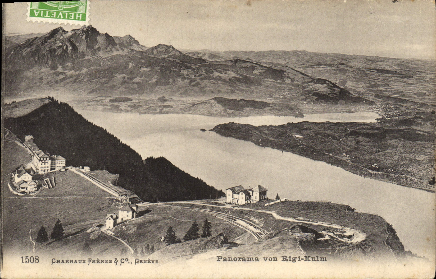 VINTAGE POSTCARD Geneva Panorama Von Rigi Kulm