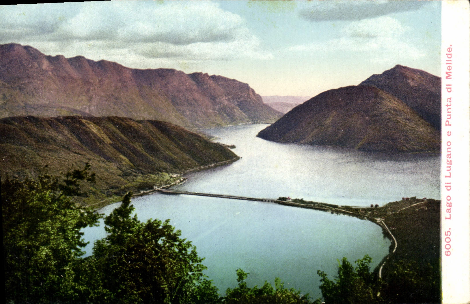 VINTAGE POSTCARD Lago di Lugano Punta di Mellde