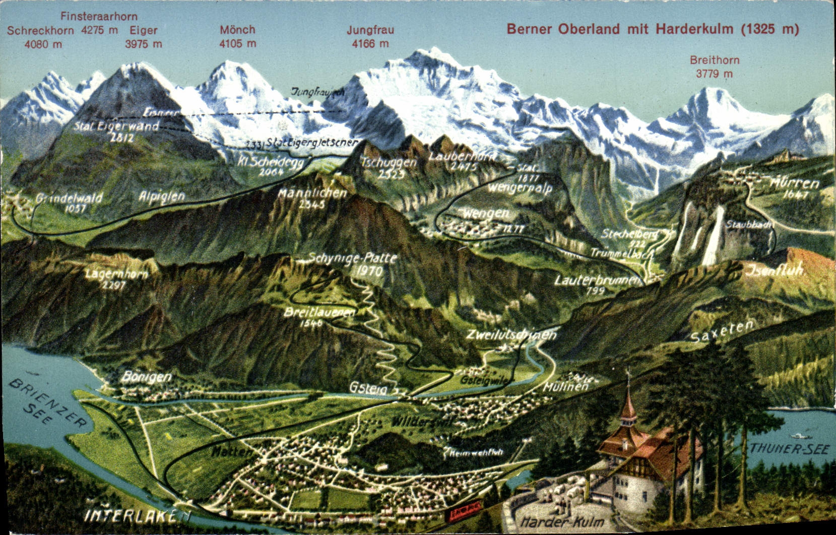 VINTAGE POSTCARD Interlaken