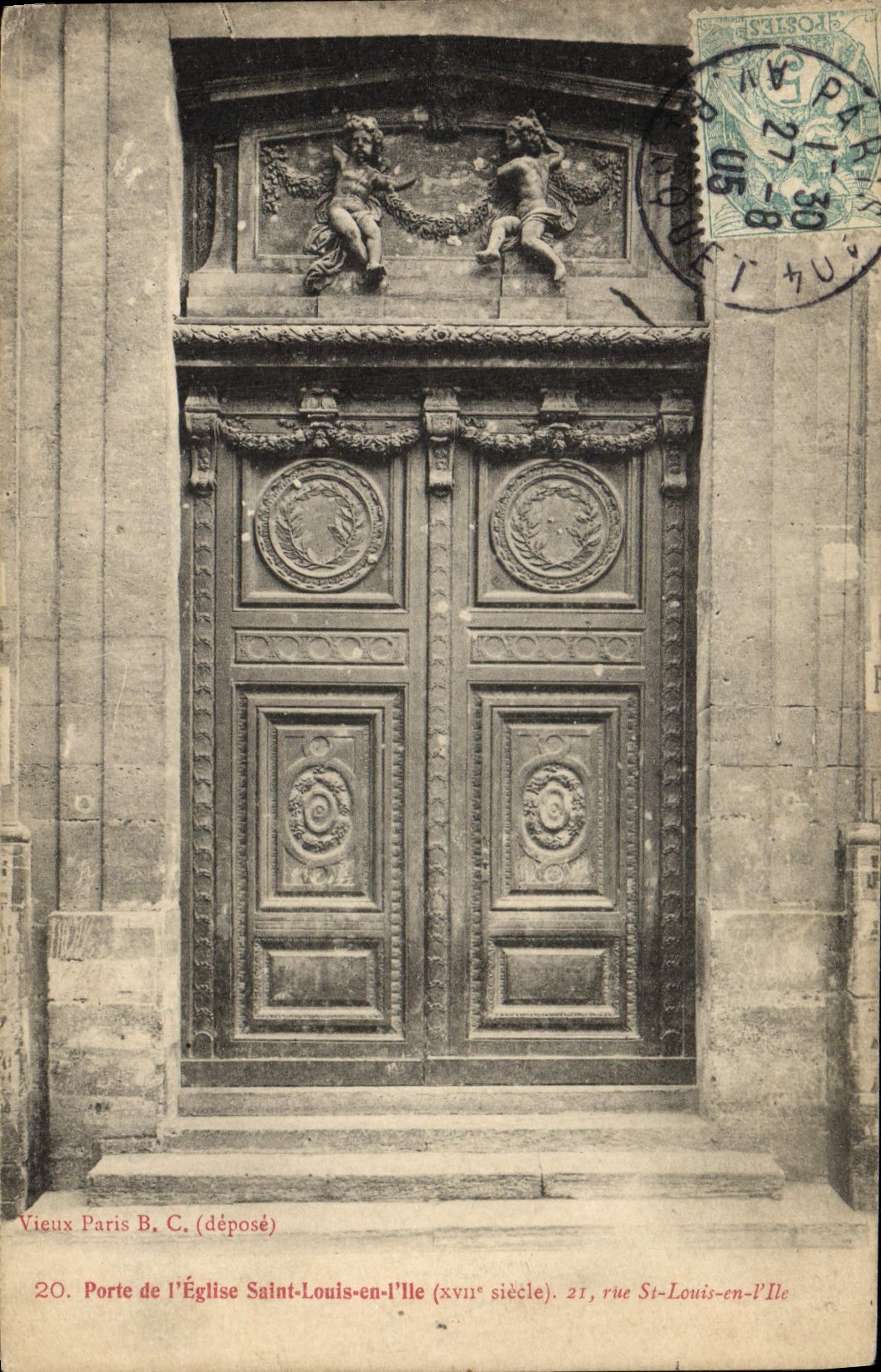 CPA Paris Porte de L'eglise Saint Louis en I'lle Rue St Louis en l'Ile