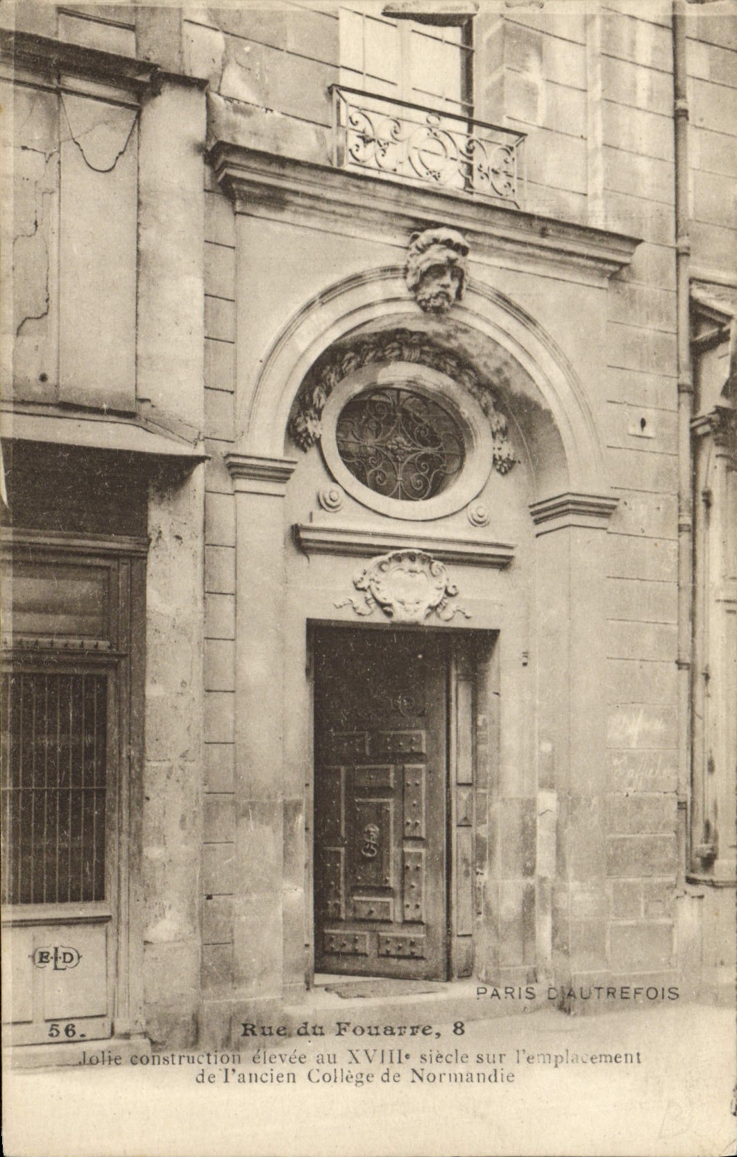 VINTAGE POSTCARD Paris Street Fouarre Site of the old college of Normandy