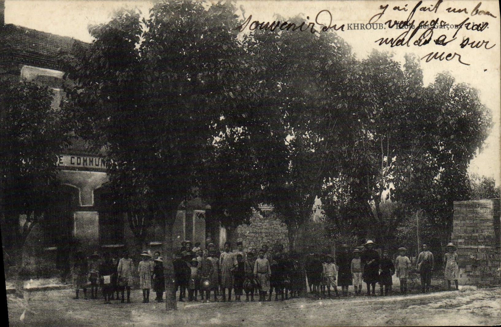 VINTAGE POSTCARD Khroub School of boys Children