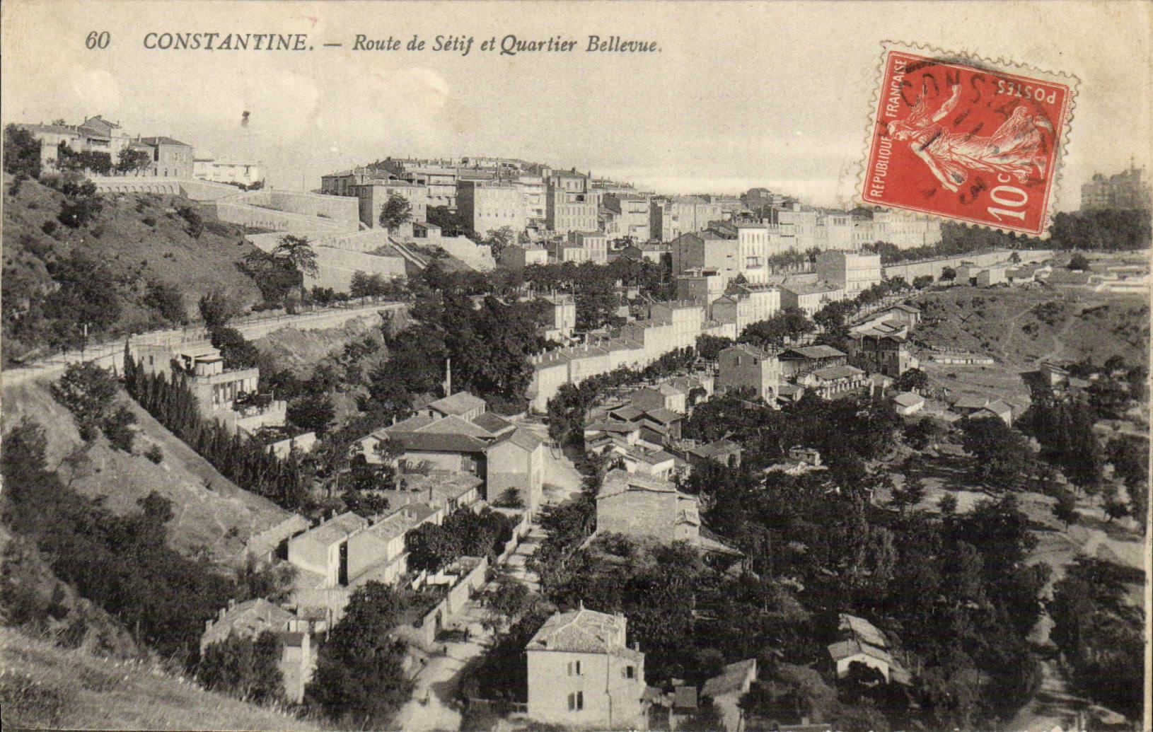 CPA Constantine Route de setif et quartier Bellevue 