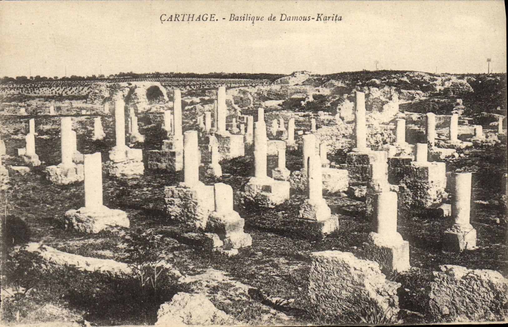 VINTAGE POSTCARD Carthage Basilica of Damous Karita