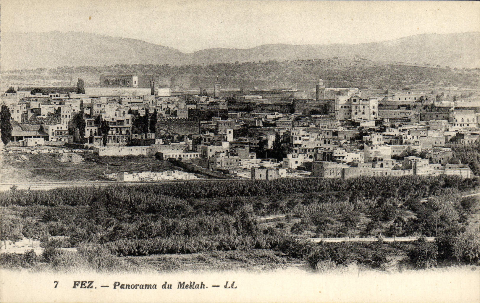 Panorama de Fes de la POSTAL de la VENDIMIA de Mellah