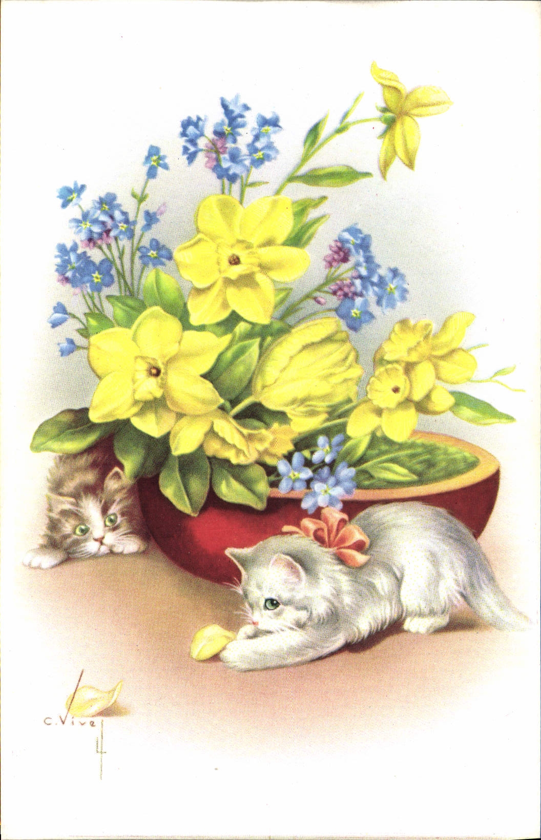 CPA Fantaisie Chat Chaton 
