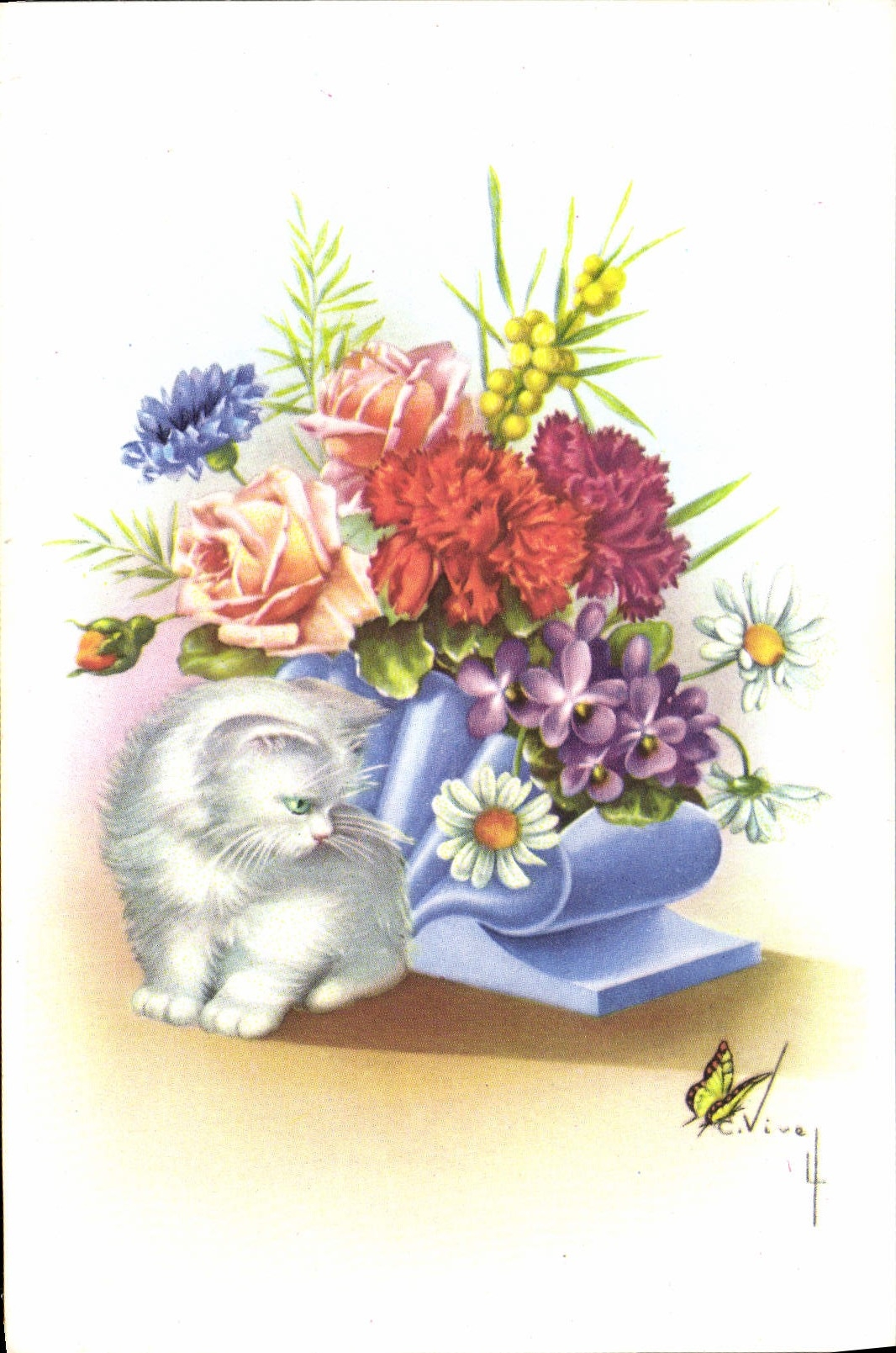 CPA Fantaisie Chat Chaton 