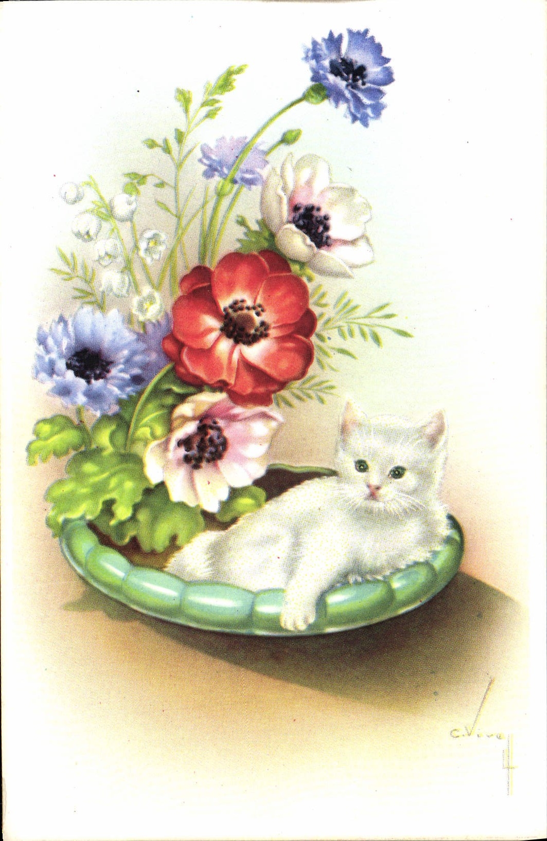 CPA Fantaisie Chat Chaton 