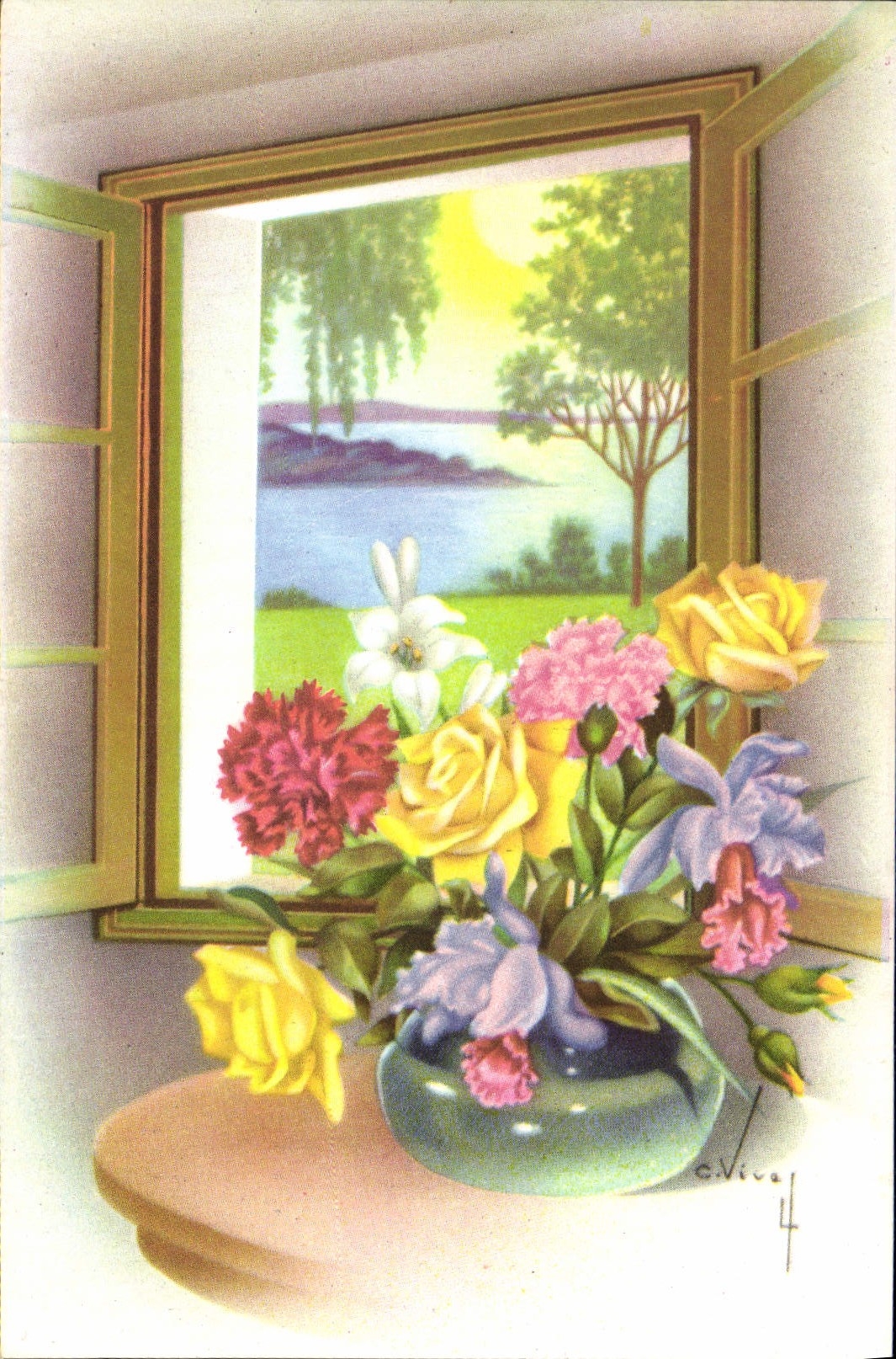 CPA Fantaisie Fleurs