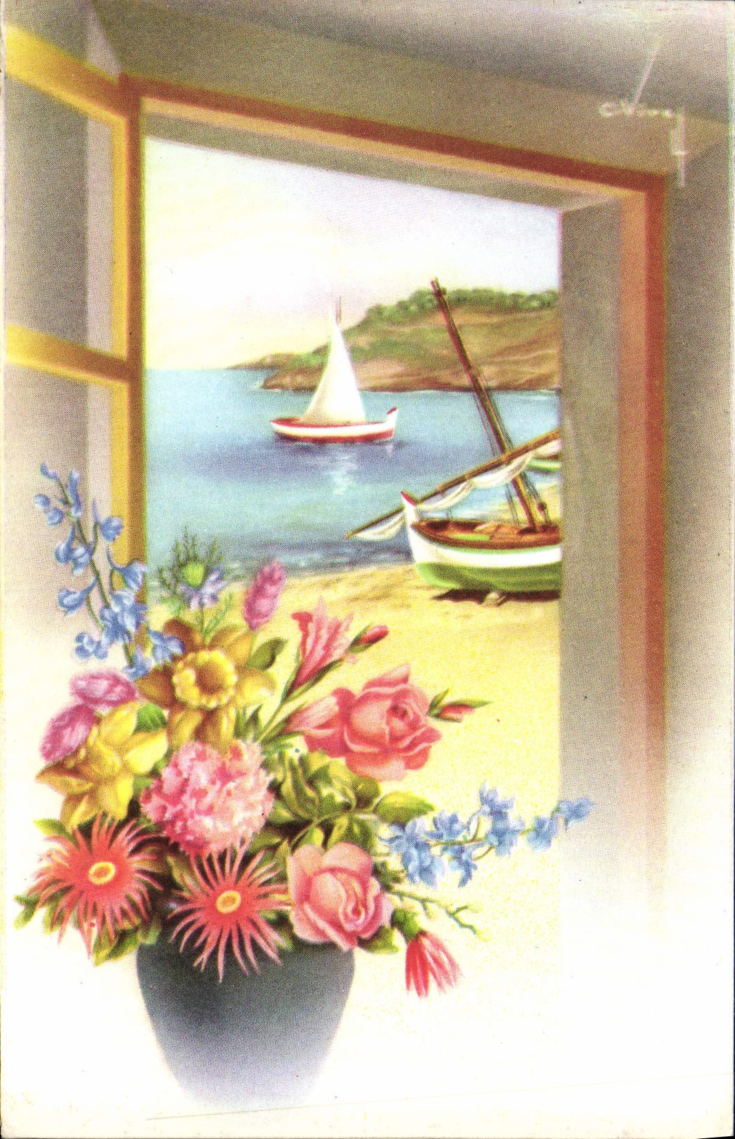 CPA Fantaisie Fleurs