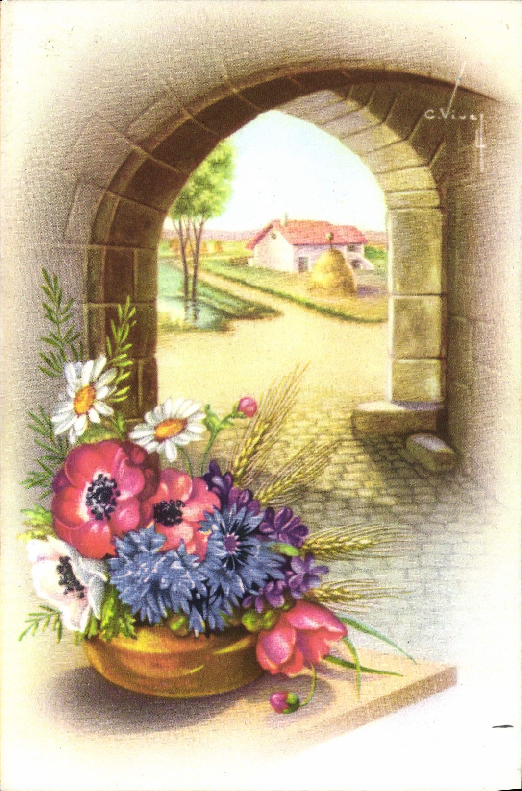 CPA Fantaisie Fleurs