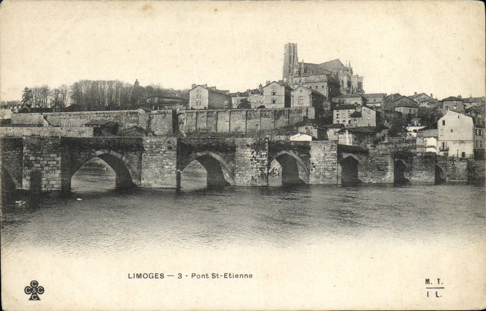 VINTAGE POSTCARD Limoges Bridge St Etienne