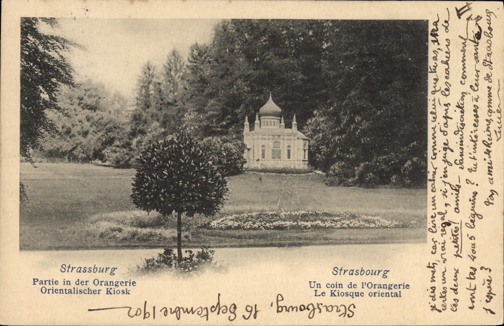 POSTAL Estrasburgo de la VENDIMIA una esquina del naranjal el quiosco del este