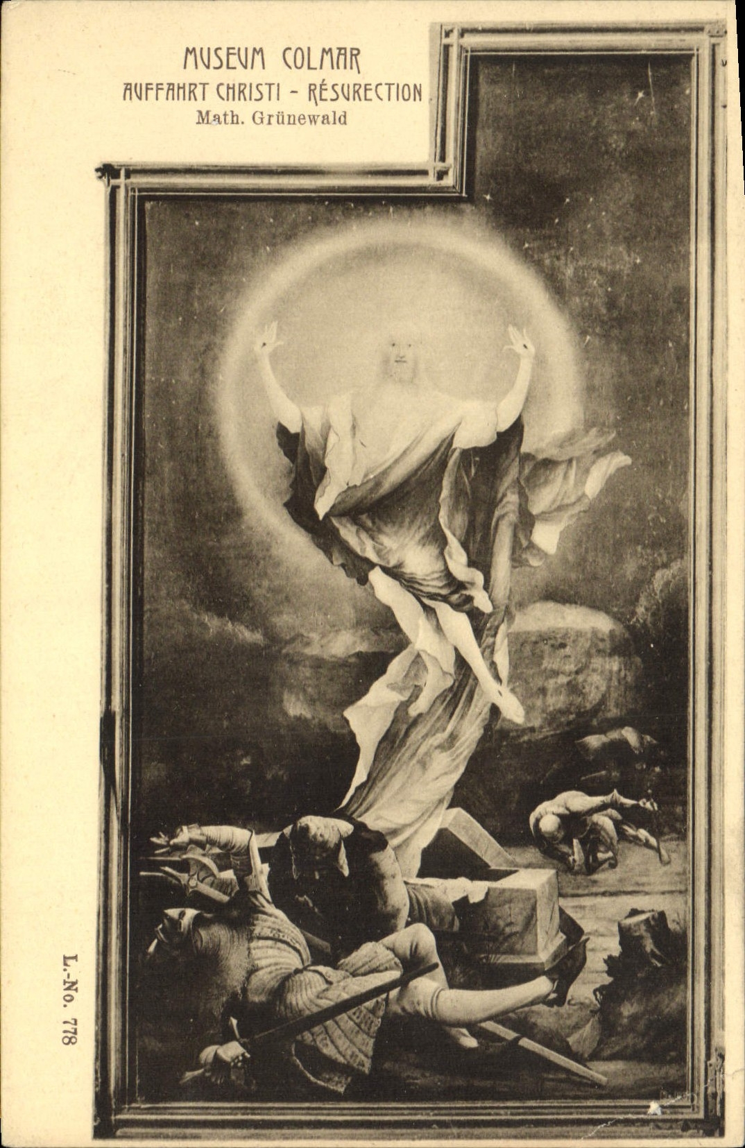VINTAGE POSTCARD Museum Colmar Auffahrt Christi Resurection Grunewald Maths