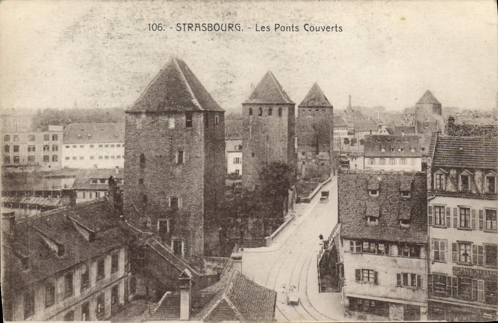 Puentes cubiertos de Estrasburgo de la POSTAL de la VENDIMIA