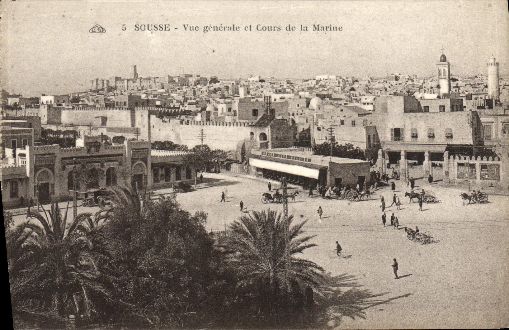 CPA Sousse Vue generale Et Cours De La Marine