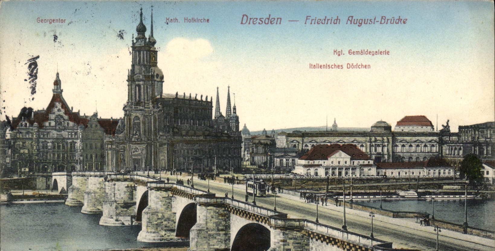 VINTAGE POSTCARD Dresden Friedridh August Brucke