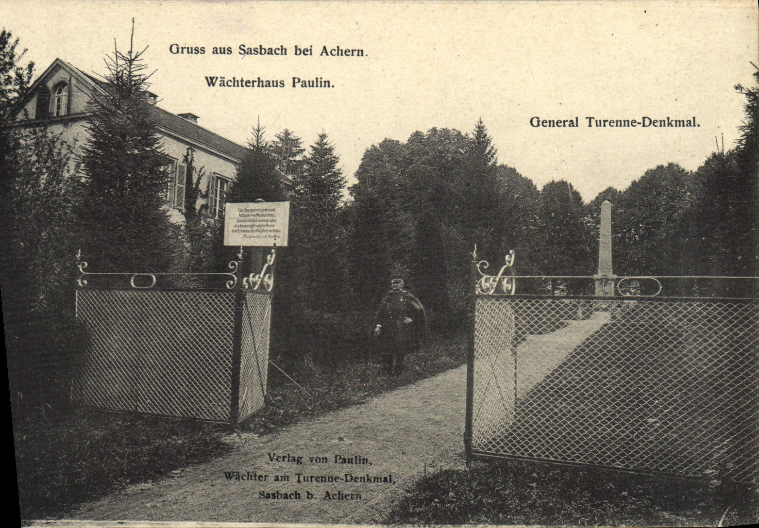 Lona Militaria de Gruss Aus Asabach EIB Achern Wachterhaus de la POSTAL de la VENDIMIA