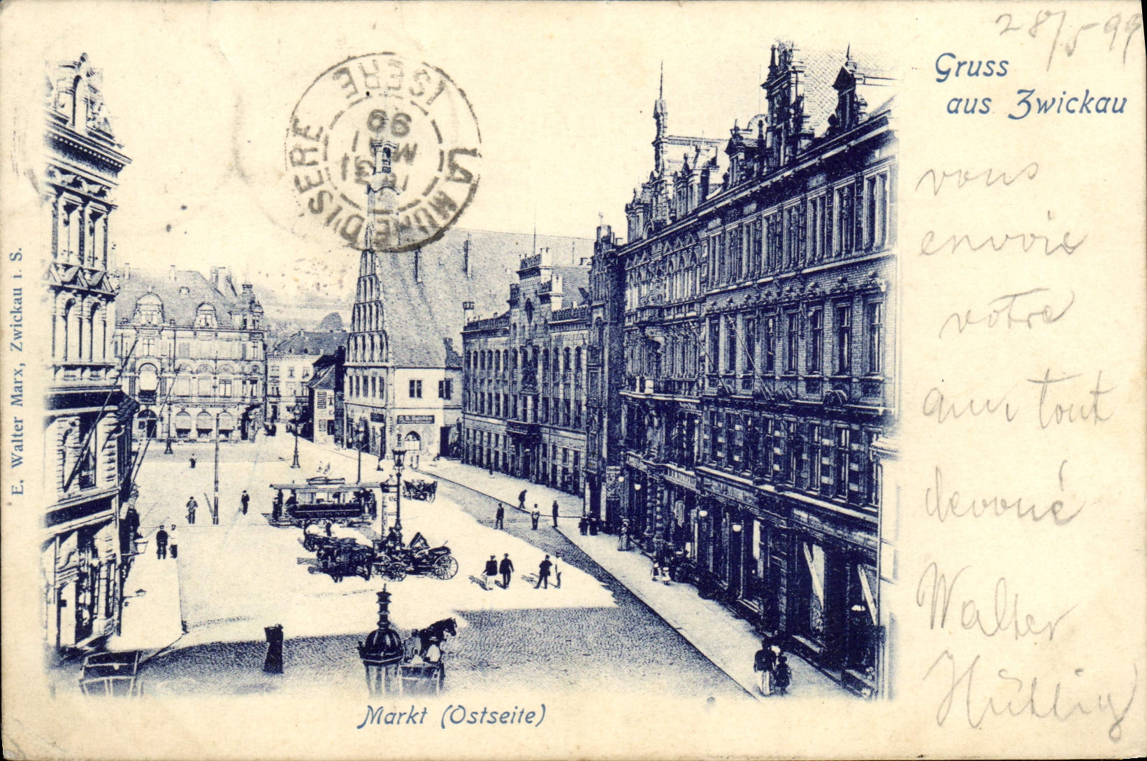 VINTAGE POSTCARD Gruss Aus Zwickau Markt