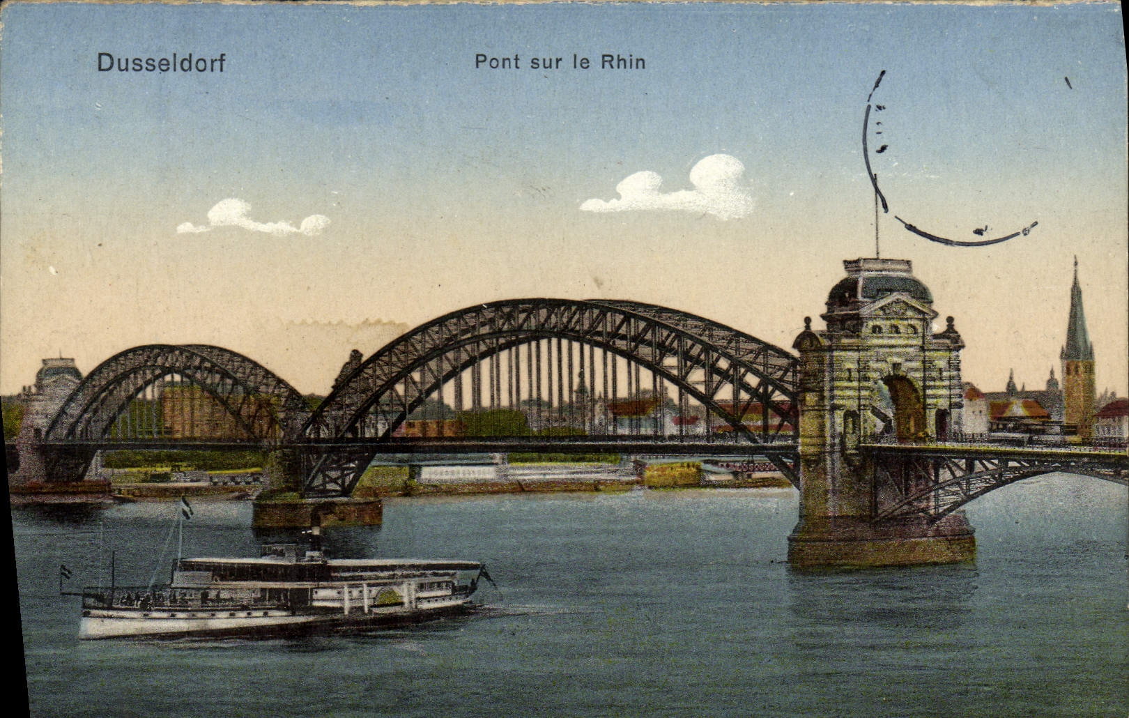 VINTAGE POSTCARD Dusseldorf Bridge On the Rhine