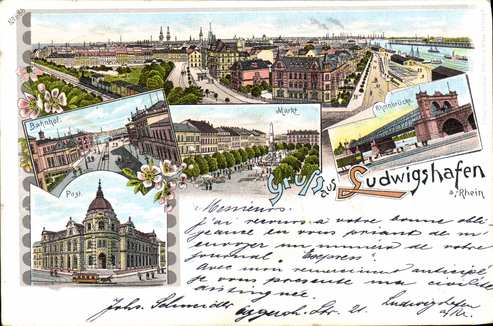 VINTAGE POSTCARD Gruss Aus Ludwigshafen has Rhein