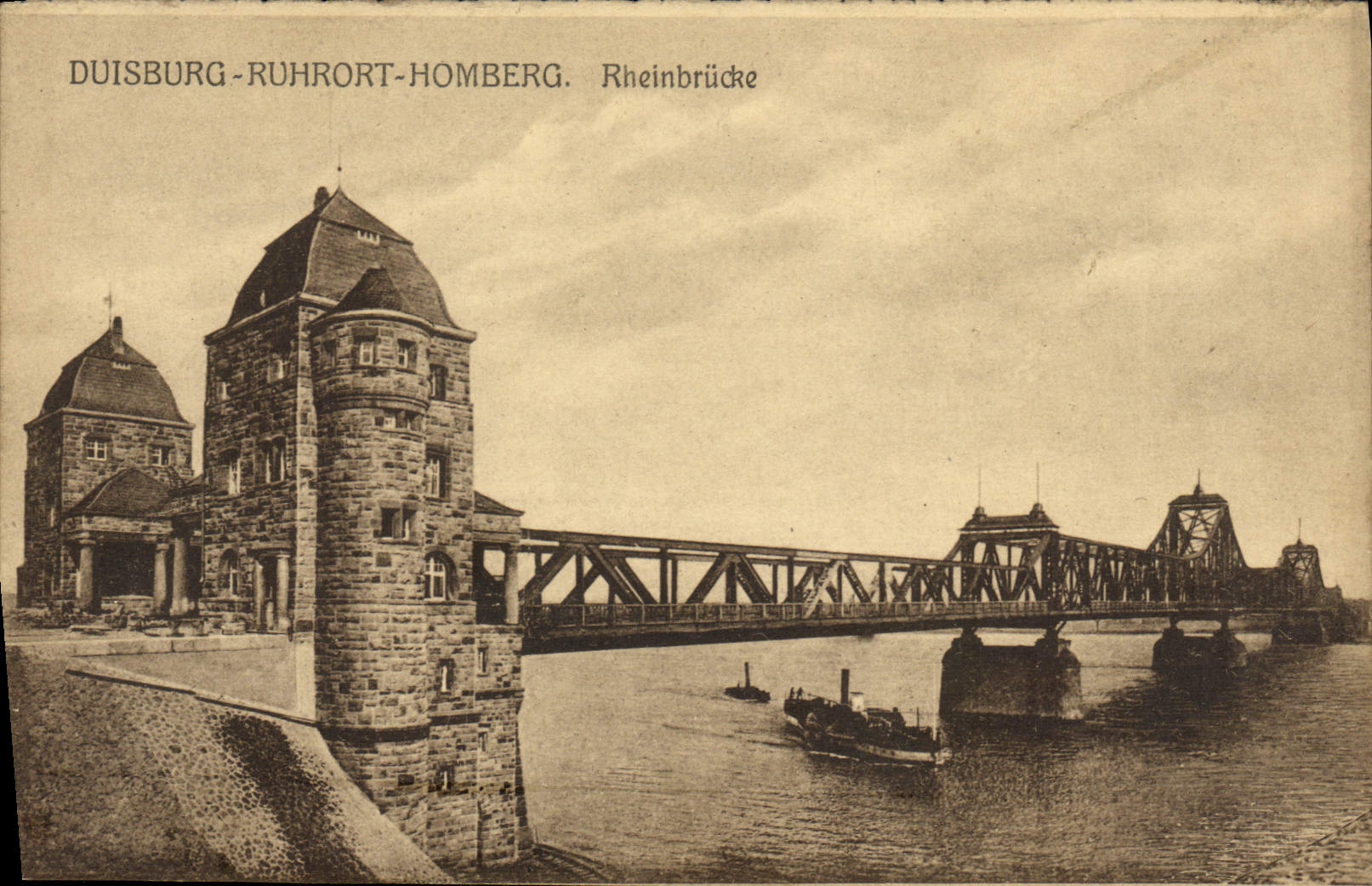 VINTAGE POSTCARD Duisburg Ruhrort Homberg Rheinbrucke