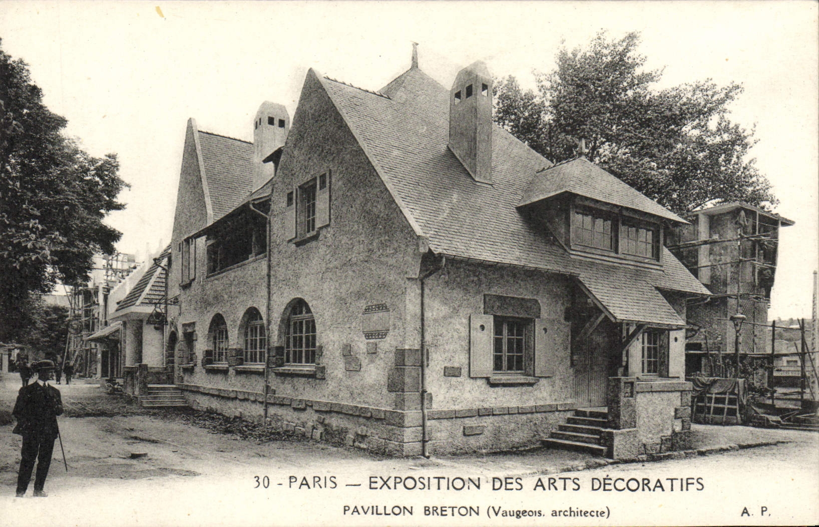 Feria de París de la POSTAL de la VENDIMIA de la casa decorativa del bretón de los artes
