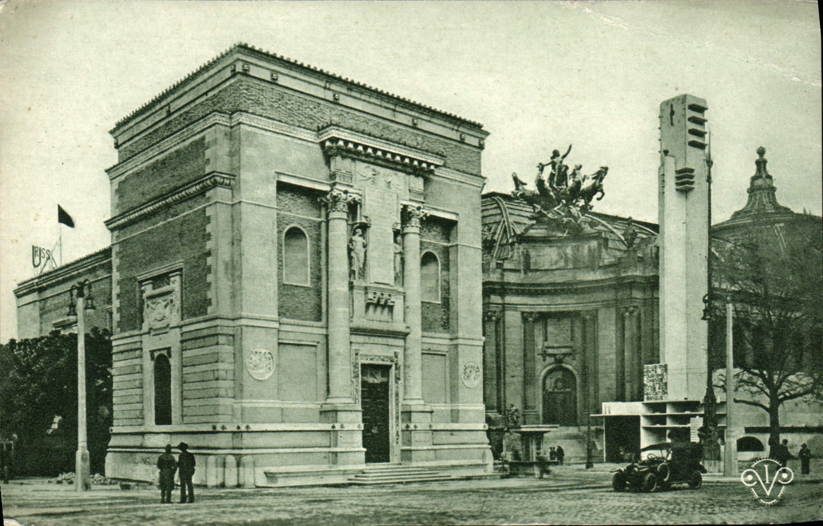Feria de París de la POSTAL de la VENDIMIA de artes decorativos la casa de Italia y la casa del turismo