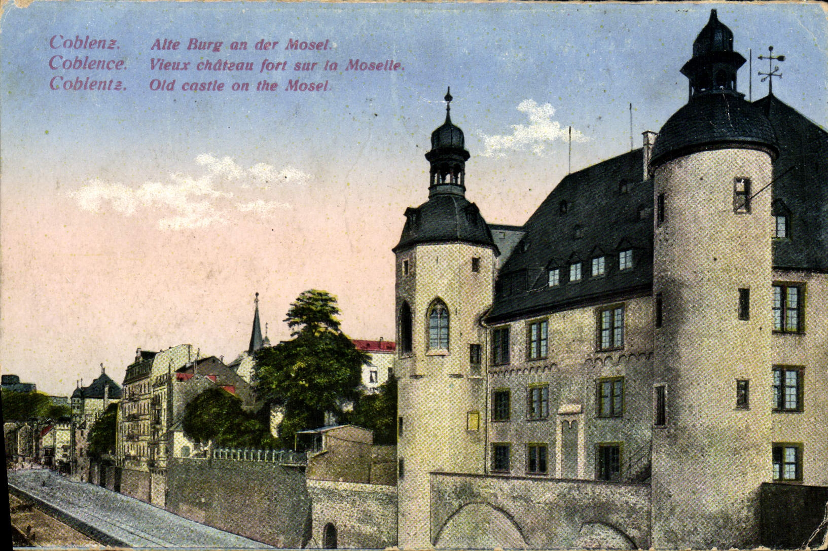 VINTAGE POSTCARD Coblenz Alte Burg Year Der Mosel