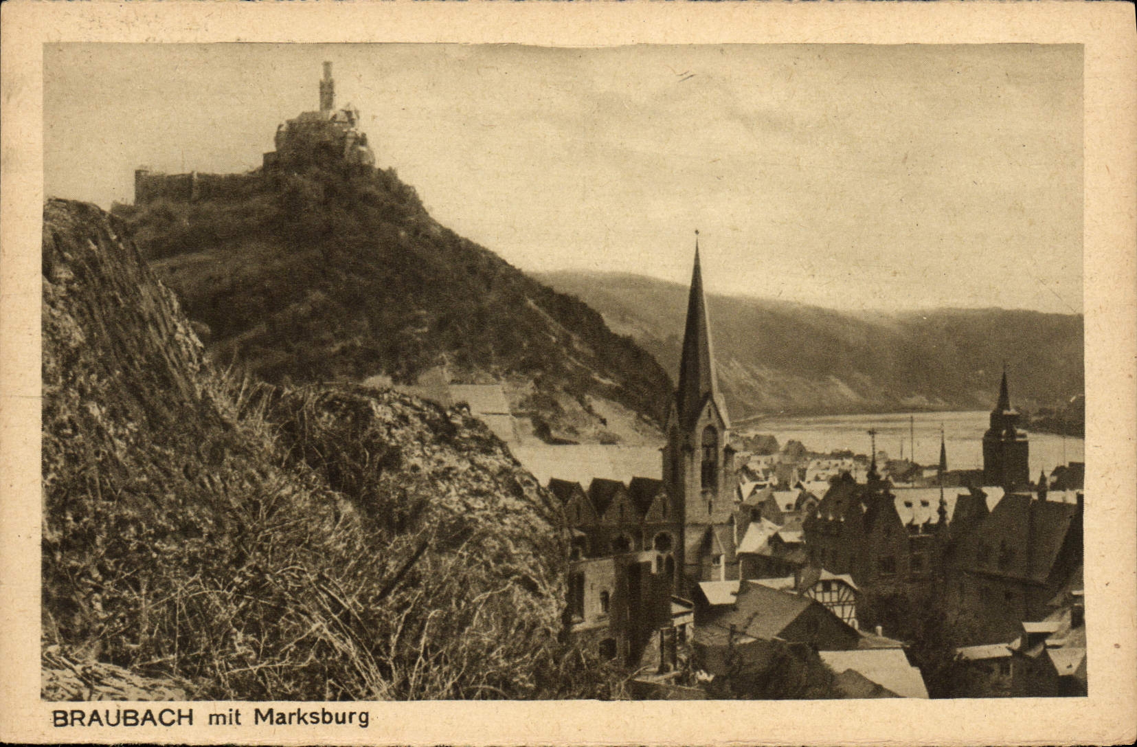 VINTAGE POSTCARD Braubach MIT Marksburg