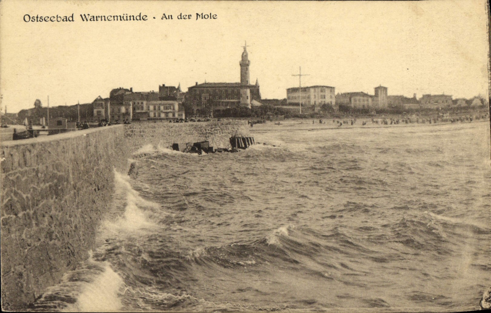 VINTAGE POSTCARD Ostsebad Warnemunde Year DER Mole