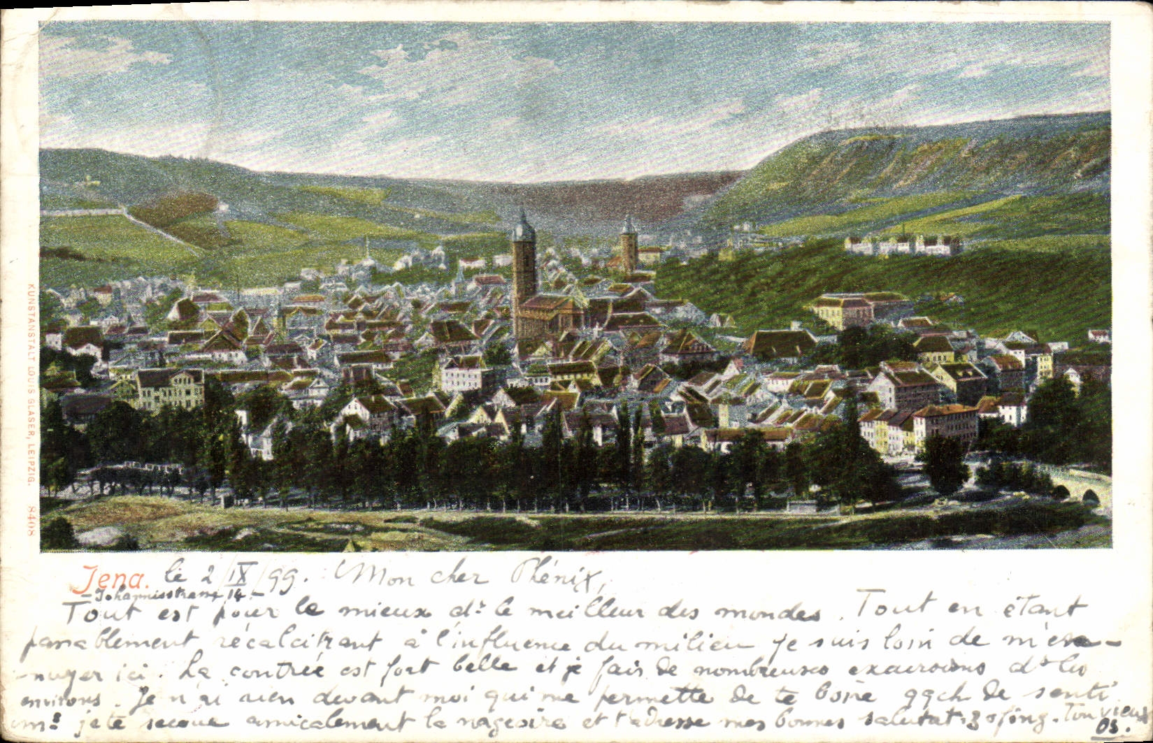 VINTAGE POSTCARD Jena Chart 1899