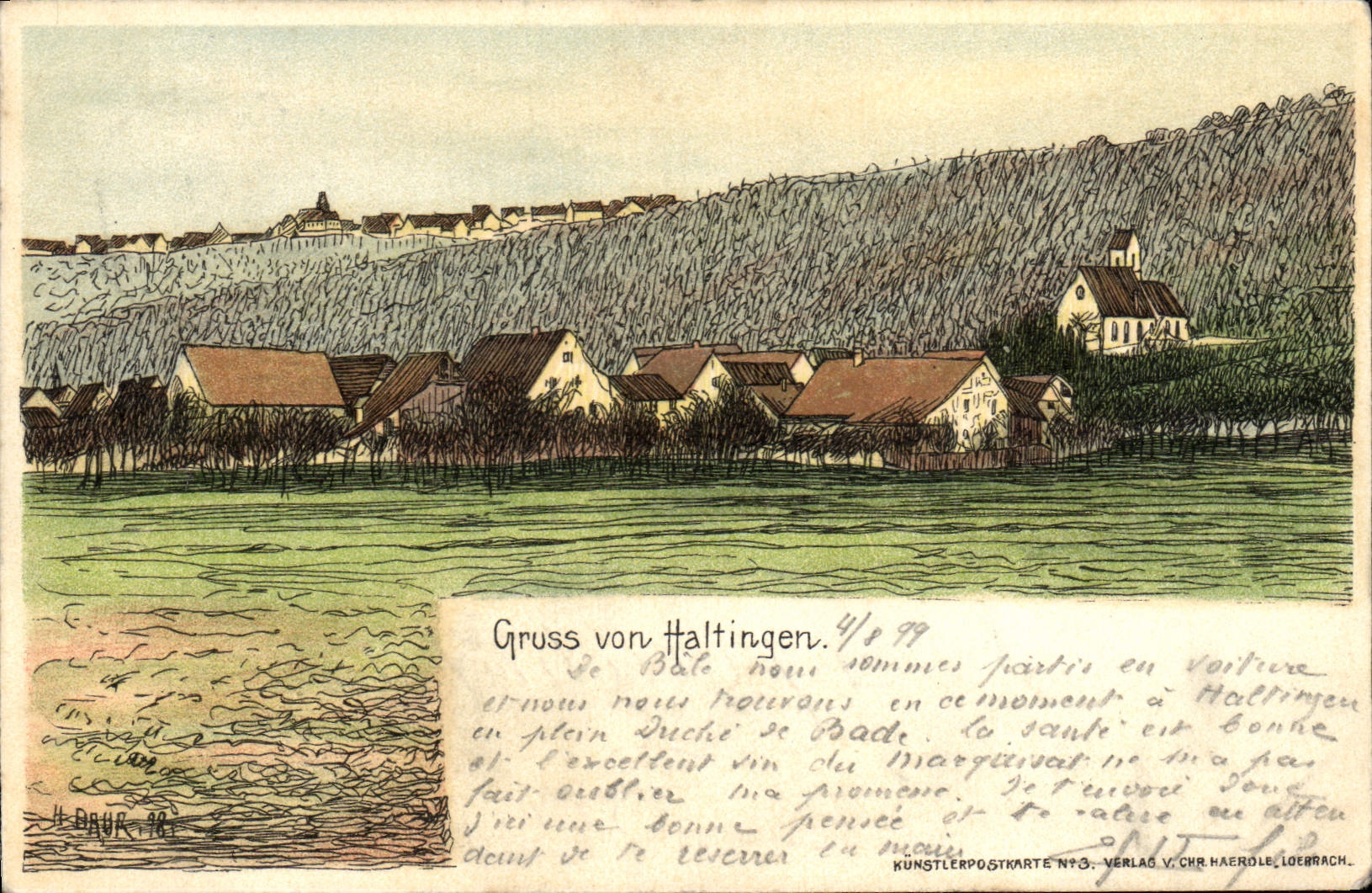 POSTAL Gruss Von Haltingen de la VENDIMIA